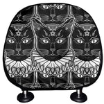 Black And White Gothic Wiccan Cat Print Car Headrest Covers