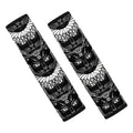Black And White Gothic Wiccan Cat Print Car Seat Belt Covers