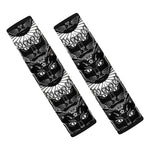 Black And White Gothic Wiccan Cat Print Car Seat Belt Covers