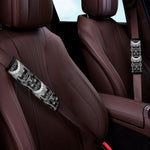 Black And White Gothic Wiccan Cat Print Car Seat Belt Covers