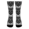 Black And White Gothic Wiccan Cat Print Crew Socks