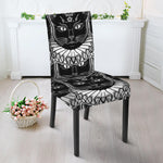 Black And White Gothic Wiccan Cat Print Dining Chair Slipcover