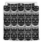 Black And White Gothic Wiccan Cat Print Duvet Cover Bedding Set