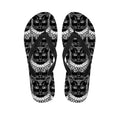 Black And White Gothic Wiccan Cat Print Flip Flops