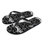Black And White Gothic Wiccan Cat Print Flip Flops