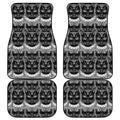 Black And White Gothic Wiccan Cat Print Front and Back Car Floor Mats
