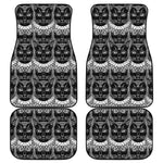 Black And White Gothic Wiccan Cat Print Front and Back Car Floor Mats