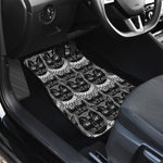 Black And White Gothic Wiccan Cat Print Front and Back Car Floor Mats
