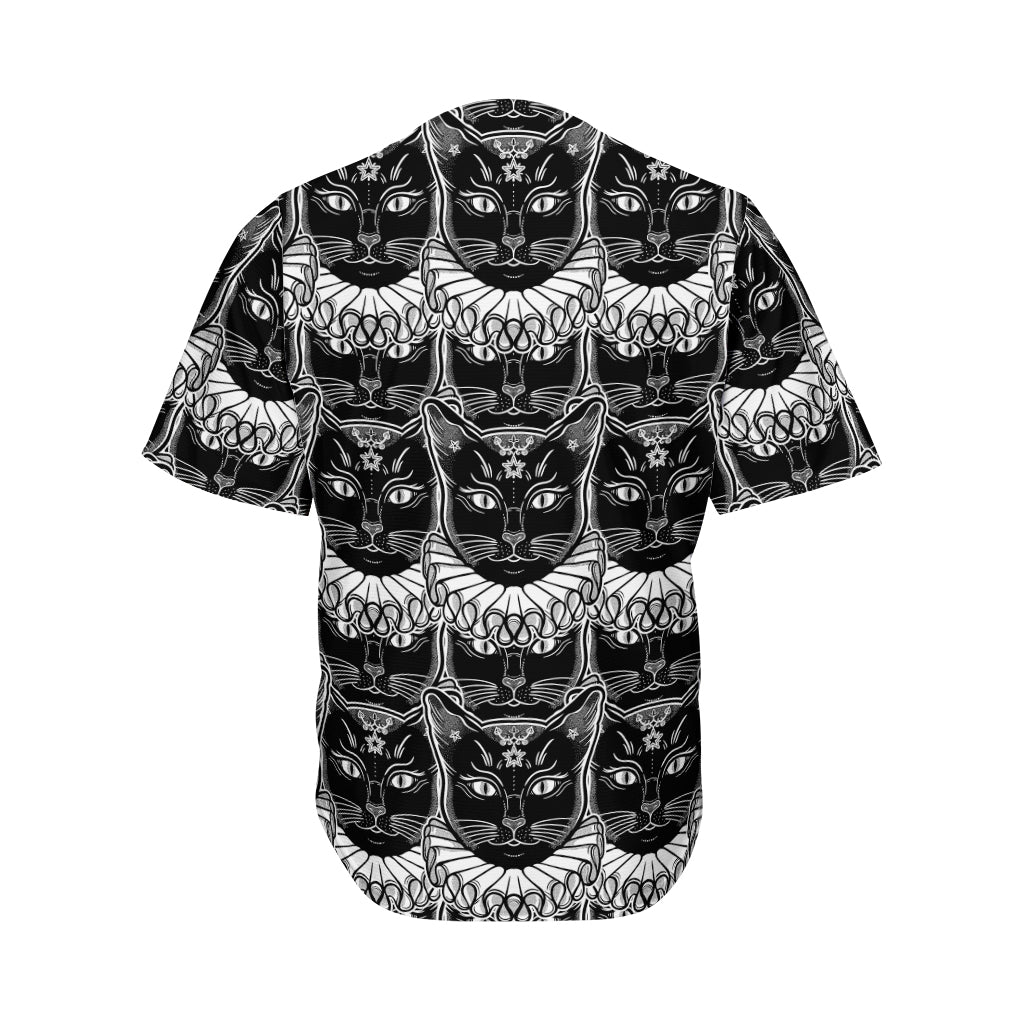 Black And White Gothic Wiccan Cat Print Men's Baseball Jersey