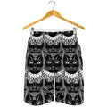 Black And White Gothic Wiccan Cat Print Men's Shorts