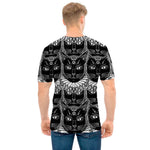 Black And White Gothic Wiccan Cat Print Men's T-Shirt