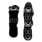 Black And White Gothic Wiccan Cat Print Muay Thai Shin Guard