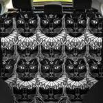 Black And White Gothic Wiccan Cat Print Pet Car Back Seat Cover
