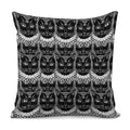 Black And White Gothic Wiccan Cat Print Pillow Cover