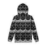 Black And White Gothic Wiccan Cat Print Pullover Hoodie