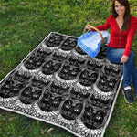 Black And White Gothic Wiccan Cat Print Quilt