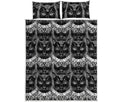Black And White Gothic Wiccan Cat Print Quilt Bed Set