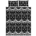 Black And White Gothic Wiccan Cat Print Quilt Bed Set
