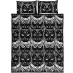 Black And White Gothic Wiccan Cat Print Quilt Bed Set