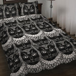 Black And White Gothic Wiccan Cat Print Quilt Bed Set
