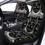 Black And White Gothic Wiccan Cat Print Universal Fit Car Seat Covers