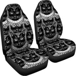 Black And White Gothic Wiccan Cat Print Universal Fit Car Seat Covers