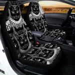 Black And White Gothic Wiccan Cat Print Universal Fit Car Seat Covers