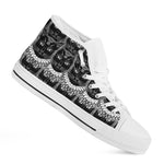 Black And White Gothic Wiccan Cat Print White High Top Shoes