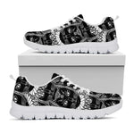 Black And White Gothic Wiccan Cat Print White Sneakers