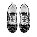 Black And White Gothic Wiccan Cat Print White Sneakers
