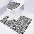 Black And White Graffiti Pattern Print 3 Piece Bath Mat Set
