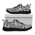 Black And White Graffiti Pattern Print Black Running Shoes