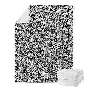 Black And White Graffiti Pattern Print Blanket