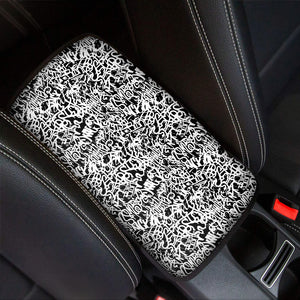 Black And White Graffiti Pattern Print Car Center Console Cover