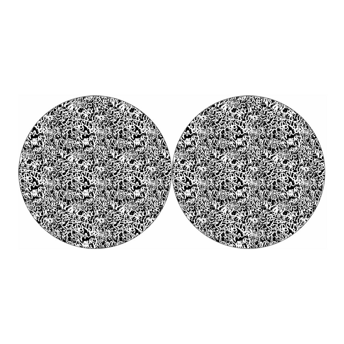 Black And White Graffiti Pattern Print Car Coasters