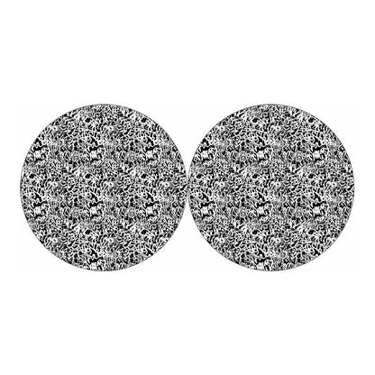 Black And White Graffiti Pattern Print Car Coasters