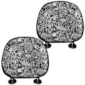 Black And White Graffiti Pattern Print Car Headrest Covers