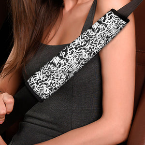 Black And White Graffiti Pattern Print Car Seat Belt Covers