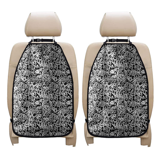 Black And White Graffiti Pattern Print Car Seat Organizers