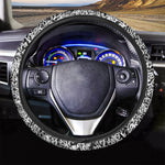 Black And White Graffiti Pattern Print Car Steering Wheel Cover