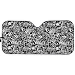 Black And White Graffiti Pattern Print Car Sun Shade