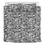 Black And White Graffiti Pattern Print Duvet Cover Bedding Set