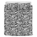 Black And White Graffiti Pattern Print Duvet Cover Bedding Set