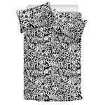 Black And White Graffiti Pattern Print Duvet Cover Bedding Set
