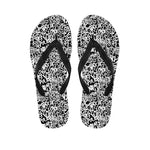 Black And White Graffiti Pattern Print Flip Flops