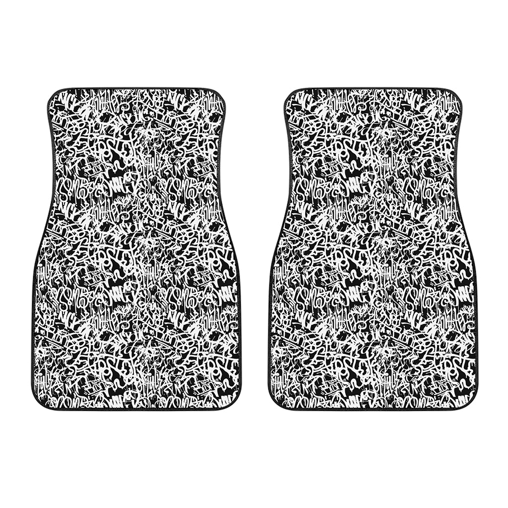 Black And White Graffiti Pattern Print Front Car Floor Mats