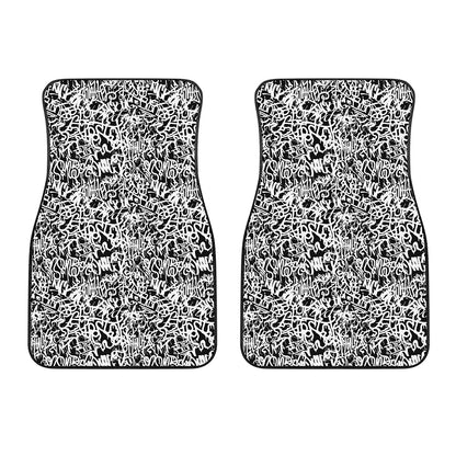 Black And White Graffiti Pattern Print Front Car Floor Mats