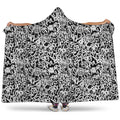 Black And White Graffiti Pattern Print Hooded Blanket