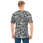 Black And White Graffiti Pattern Print Men's T-Shirt