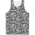 Black And White Graffiti Pattern Print Men's Tank Top